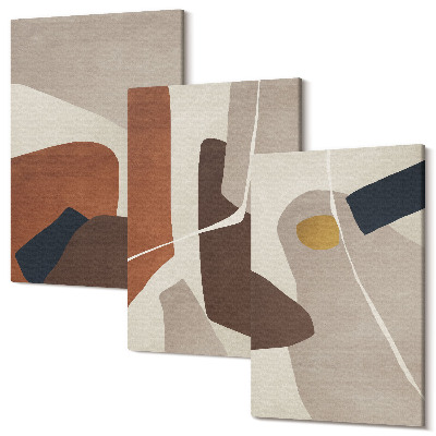 Tablou 3 piese Forme abstracte de pictură boho într-un stil modern