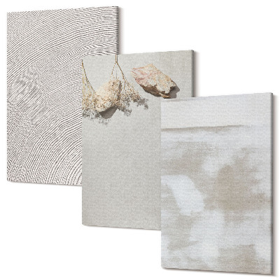 Tablou 3 piese Nisip, pietre și textură uzată în stil boho
