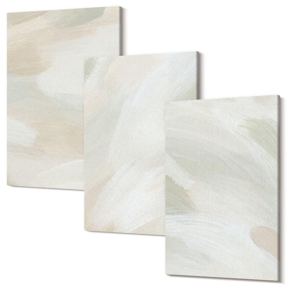 Tablou 3 piese Vopsele abstracte strălucitoare pe pânză, stil boho delicat