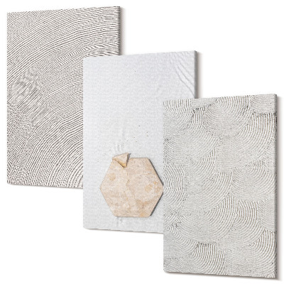 Tablou canvas set triptic Texturi ușoare pe nisip, stil boho delicat