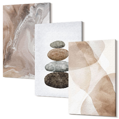 Tablou 3 piese Forme abstracte structuri pictate în culori pastelate