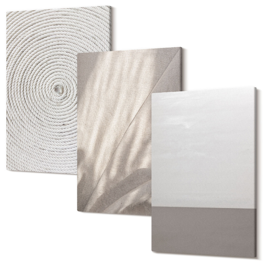 Set tablouri canvas triptic Texturi naturale delicate în stil boho