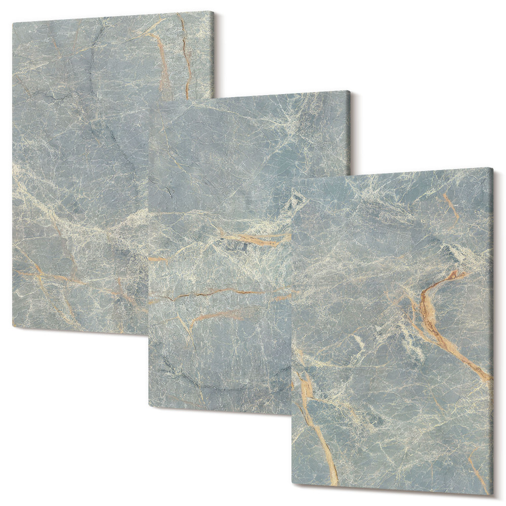 Tablou 3 piese Structură din piatră decorativă din marmură cu nervuri verzi