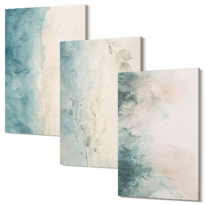 Set tablouri canvas triptic Picturi acuarele pe panza, stil minimalist