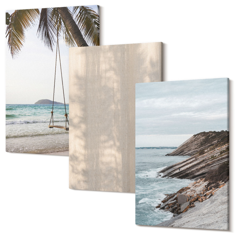 Set tablouri canvas triptic Nisip de vară și vederi pe malul mării peisaje de vară