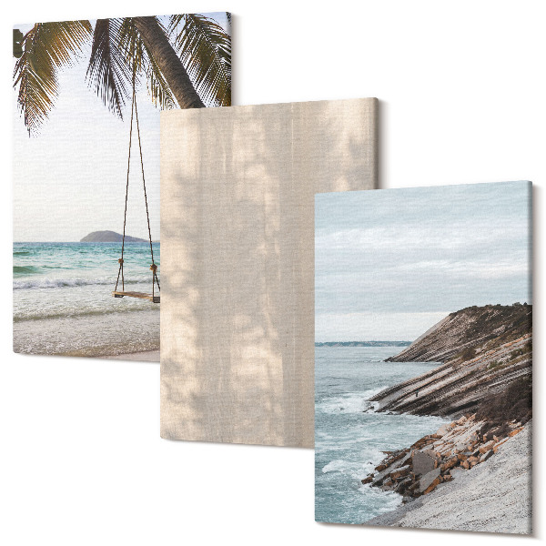 Set tablouri canvas triptic Nisip de vară și vederi pe malul mării peisaje de vară