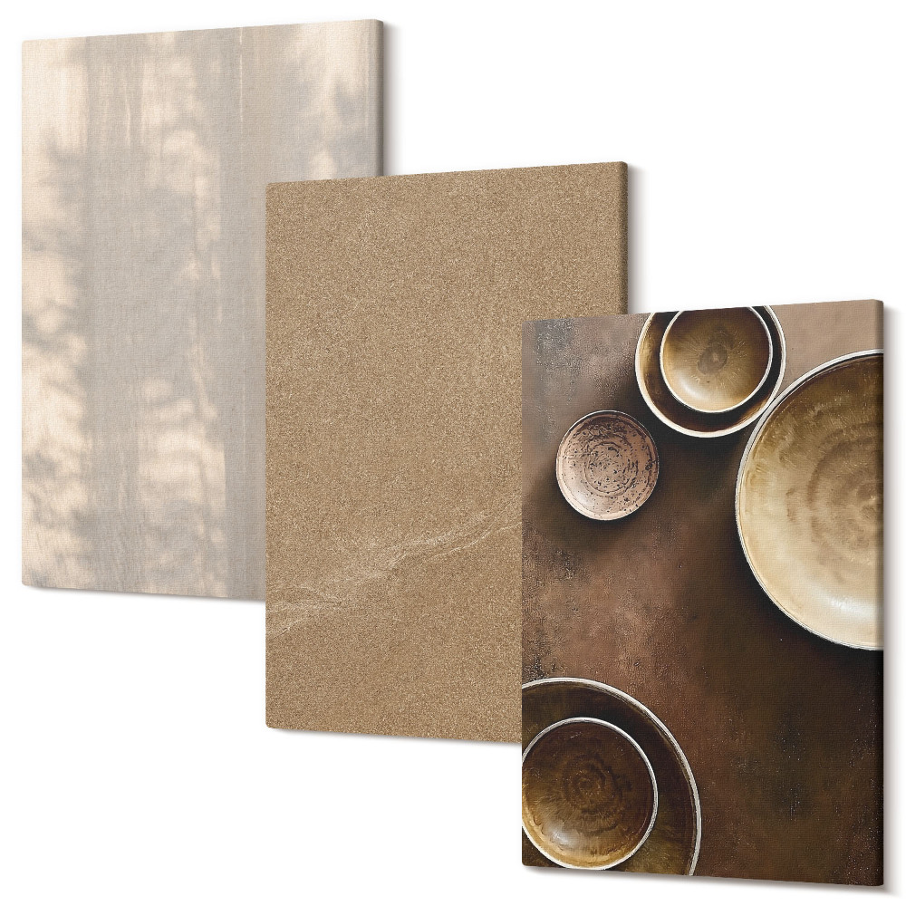 Set tablouri canvas triptic Structuri și texturi într-un stil minimalist