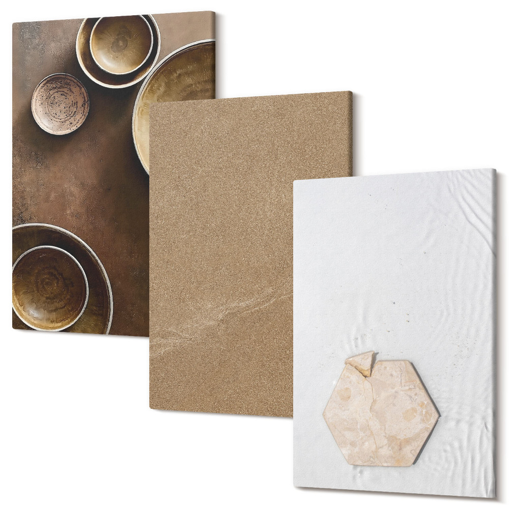Set tablouri canvas triptic Texturi minimaliste în culori calde