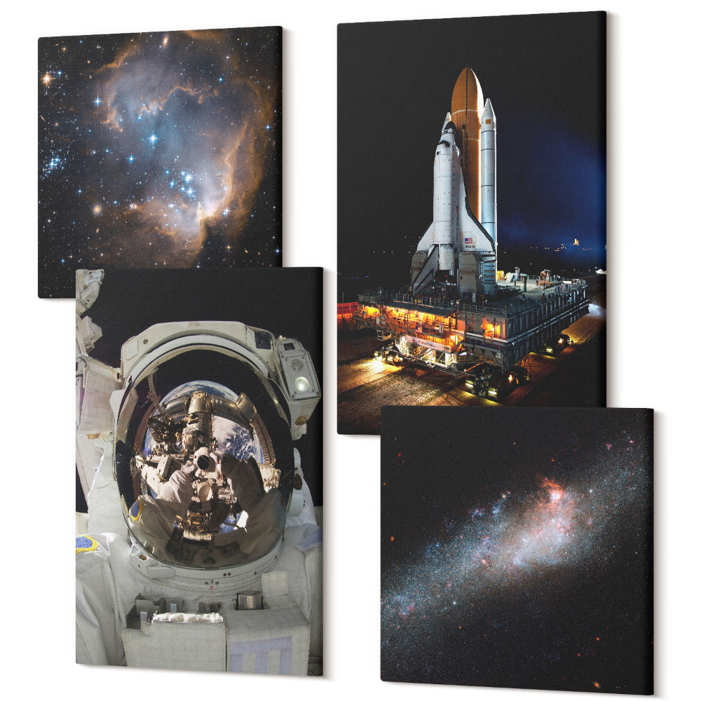 Tablouri canvas set 4 piese Fotografii astronauților care aterizează pe lună