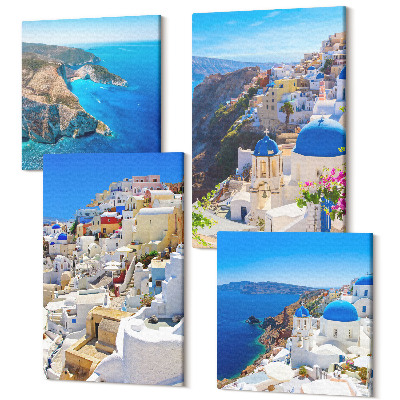 Tablouri multicanvas 4 piese Vederi arhitecturale peisagistice ale orașului Oia Santorini Grecia