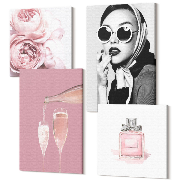 Tablou 4 piese Accesorii elegante feminine in nuante de roz