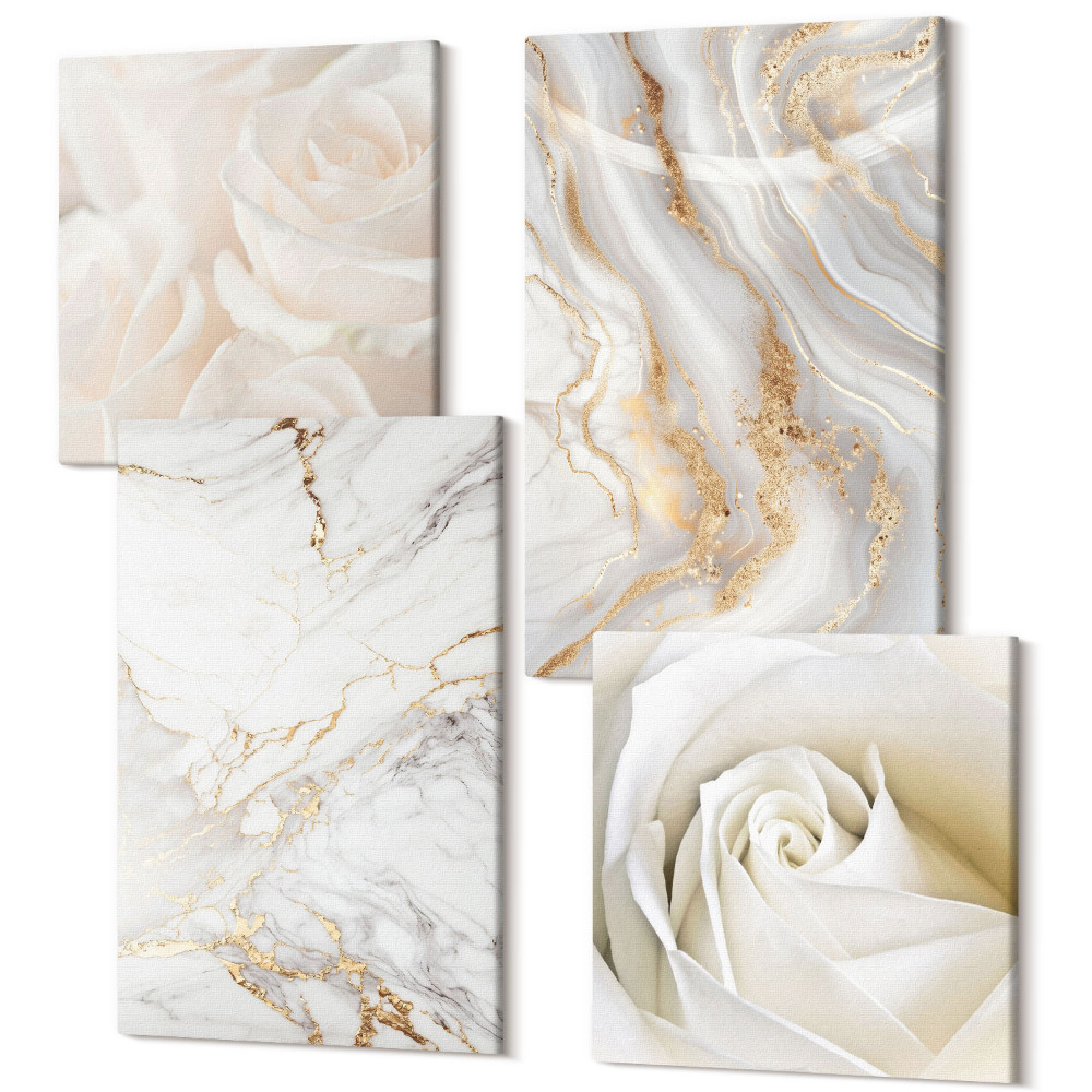 Tablou 4 piese Modele de marmură abstracte elegante, la modă