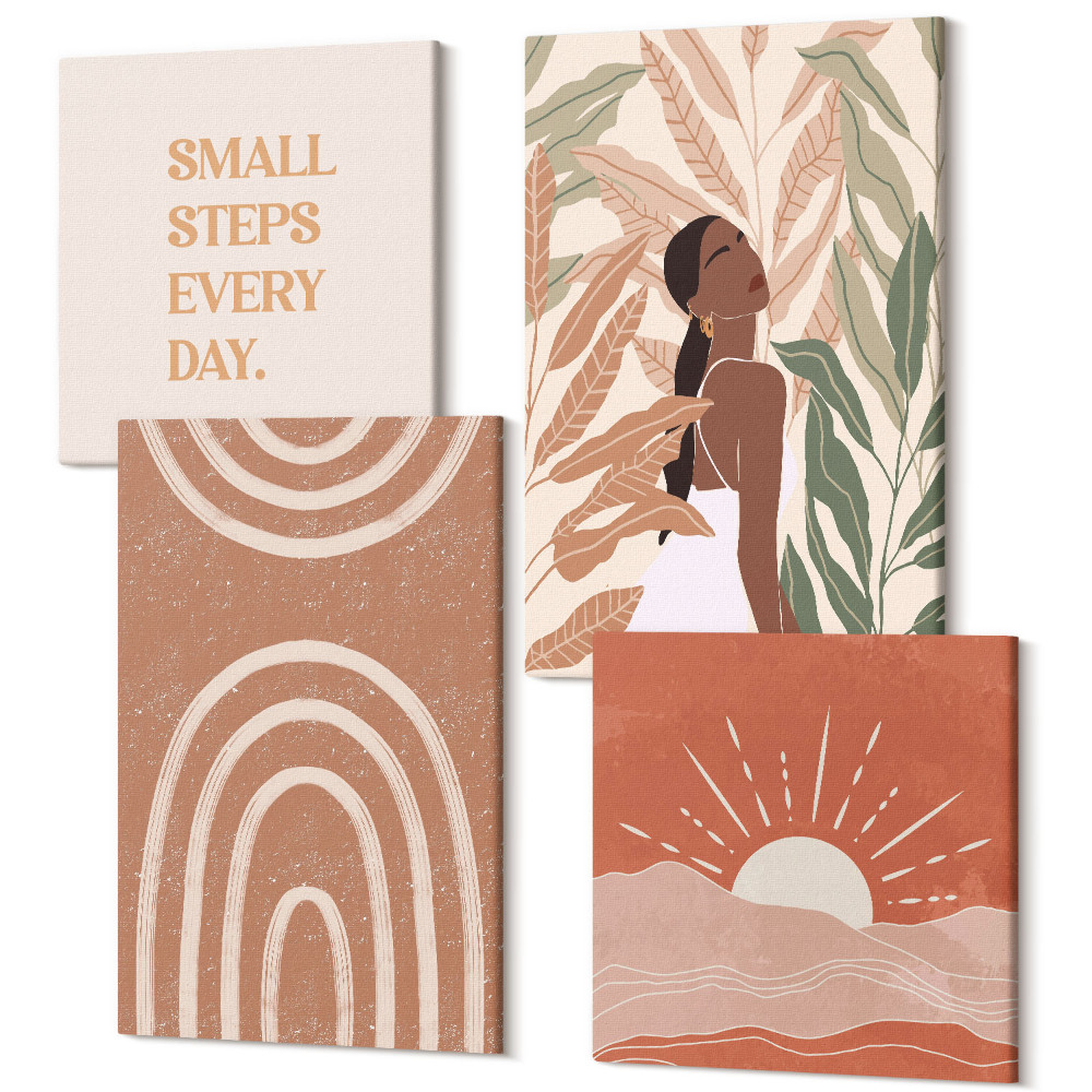 Tablouri canvas set 4 piese Forme și ilustrații abstracte Boho