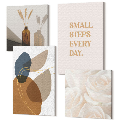 Tablou 4 piese Forme abstracte și accente naturale incluse