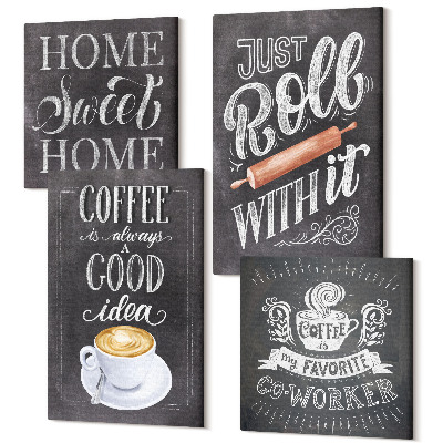 Tablouri multicanvas 4 piese Cafea, căldură și confort acasă