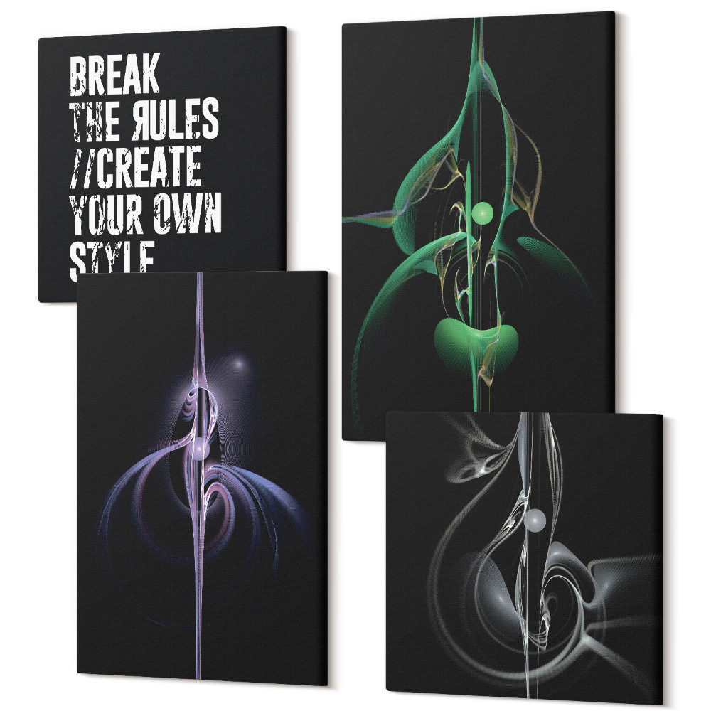 Tablouri multicanvas 4 piese Modele abstracte în inscripție neagră