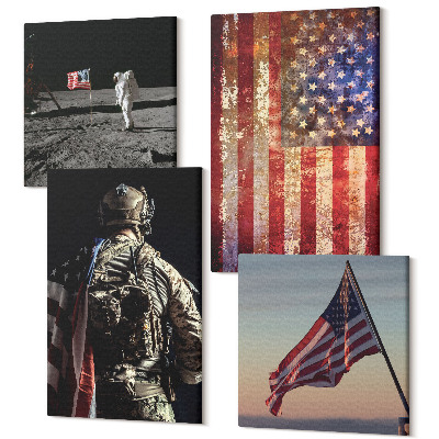 Tablou 4 piese Simboluri naționale americane Steagul SUA