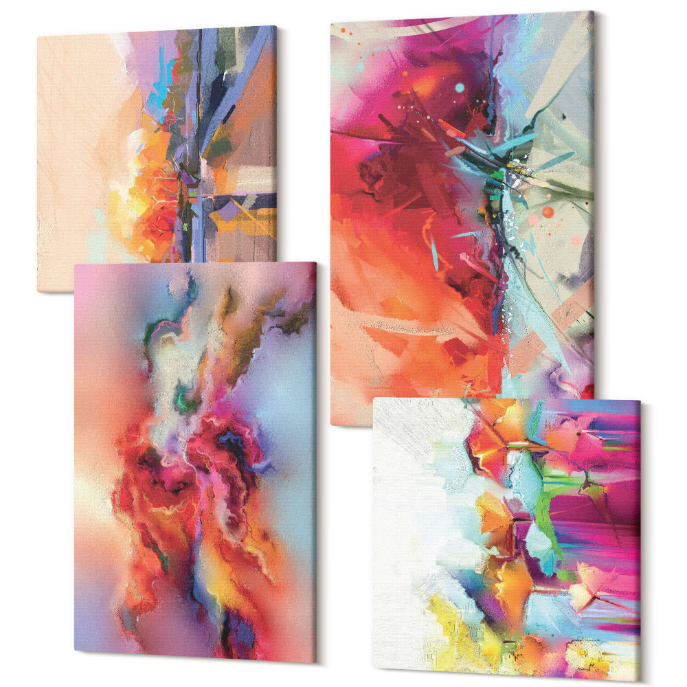 Tablouri multicanvas 4 piese Abstracții colorate cu forme și forme dinamice