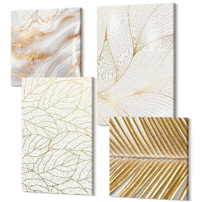 Tablou 4 piese Modele liniare de frunze de marmură abstractă