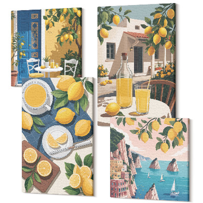 Tablouri canvas set 4 piese Limonadă cu vedere italiană și un patio la soare