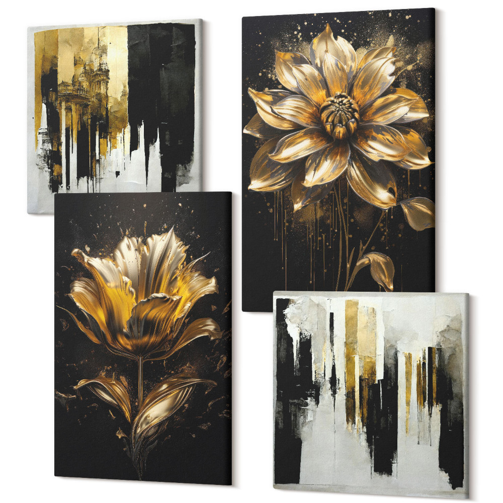 Tablou 4 piese Flori elegante abstracte moderne