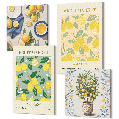 Tablouri multicanvas 4 piese Afișe italiene cu citrice și fructe