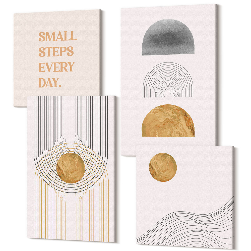 Tablou 4 piese Litere cu forme decorative geometrie abstractă