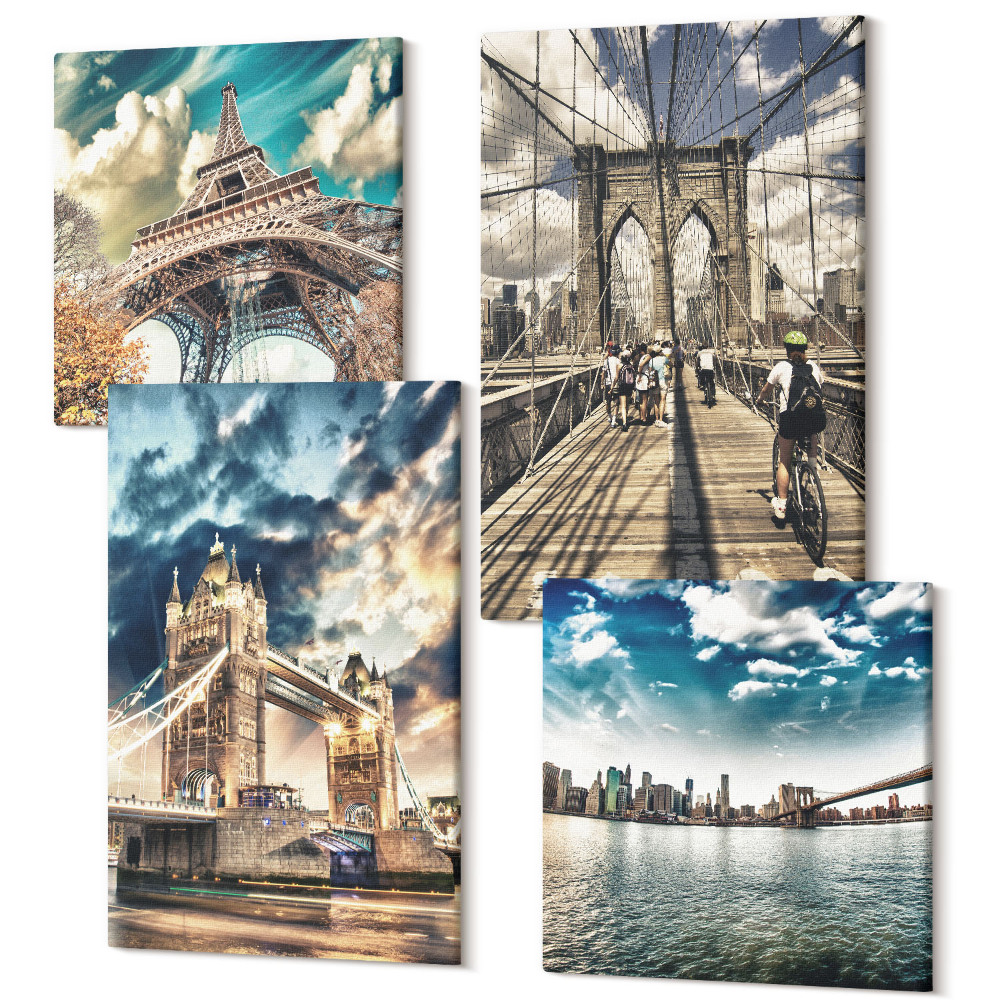Tablouri multicanvas 4 piese Poduri și turnuri în orașele europene