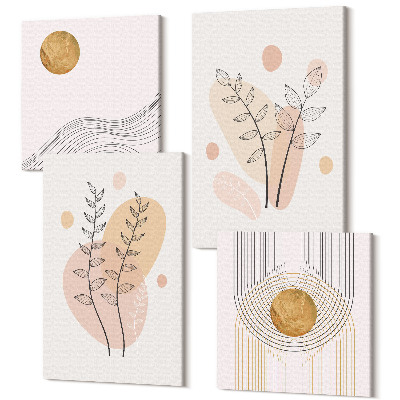 Tablou 4 piese Desene abstracte minimaliste cu plante