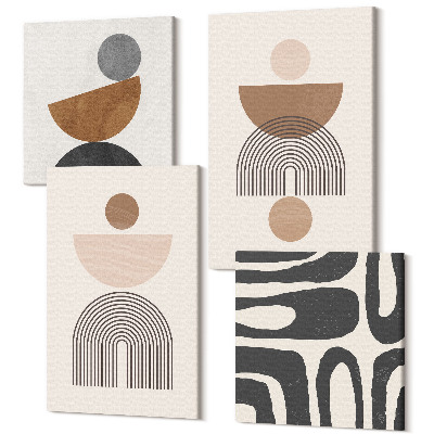 Tablou 4 piese Forme abstracte, design boho la modă