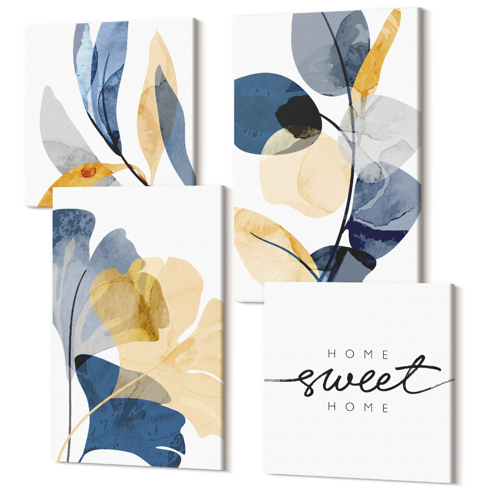 Tablouri multicanvas 4 piese Motive vegetale în stil acuarelă