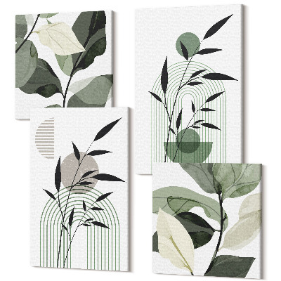 Tablouri canvas set 4 piese Compoziții abstracte de plante, stil boho
