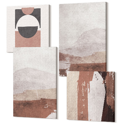 Tablouri canvas set 4 piese Modele abstracte în nuanțe de maro și bej