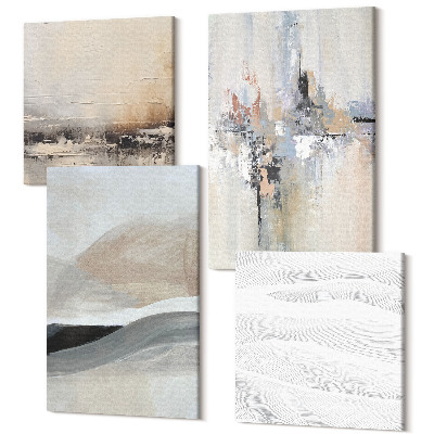 Tablouri canvas set 4 piese Modele abstracte în tonuri de pământ neutre