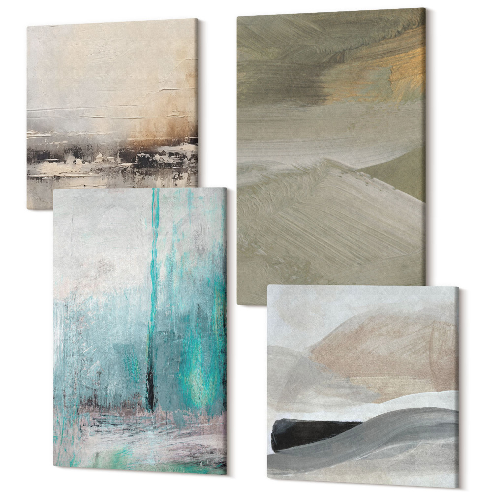 Tablou 4 piese Decoratiuni minimaliste abstracte pictate