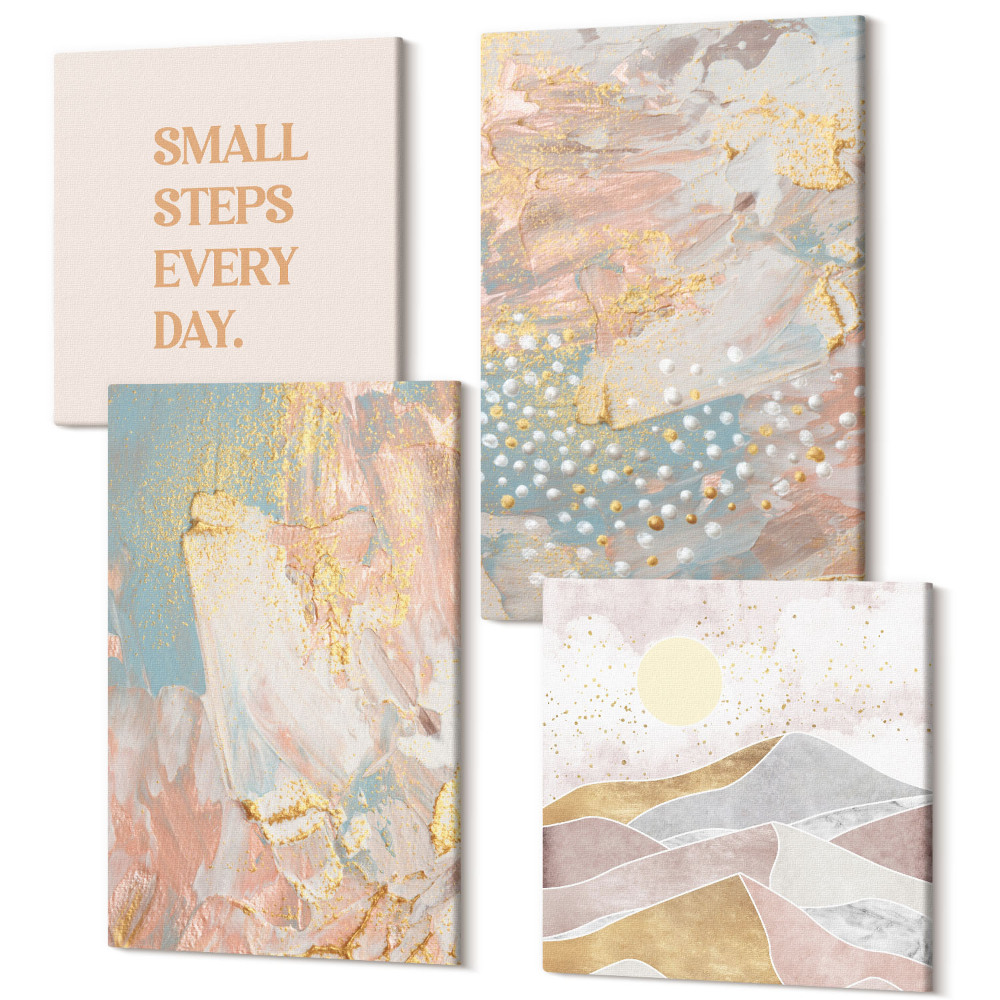 Tablouri multicanvas 4 piese Modele abstracte în textură de culori pastelate