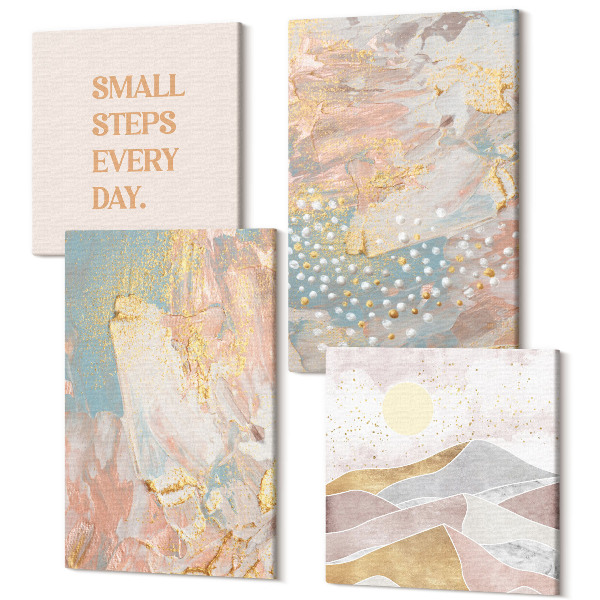 Tablouri multicanvas 4 piese Modele abstracte în textură de culori pastelate