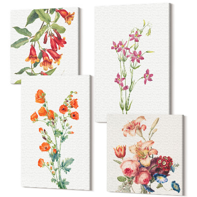 Tablouri multicanvas 4 piese Pictură retro vintage cu flori
