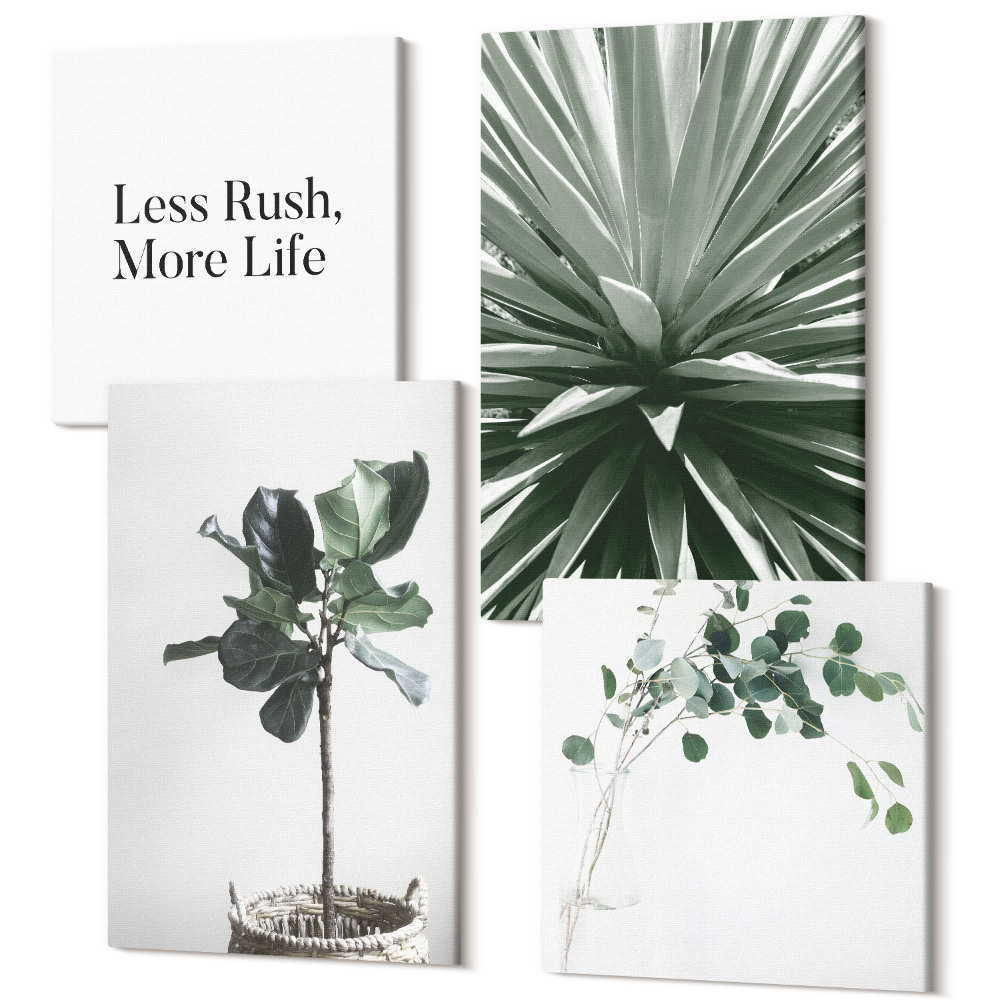 Tablouri multicanvas 4 piese Plante verzi într-o litere în stil minimalist