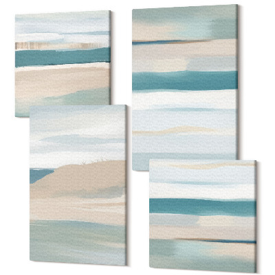 Tablouri canvas set 4 piese Peisaje abstracte în nuanțe de albastru și bej