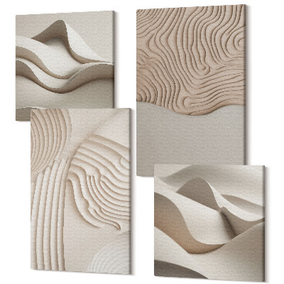 Tablouri multicanvas 4 piese Modele abstracte de textură de valuri pe nisip