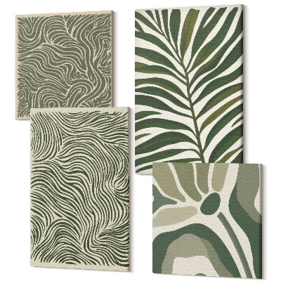 Tablouri multicanvas 4 piese Modele abstracte cu frunze și forme ondulate