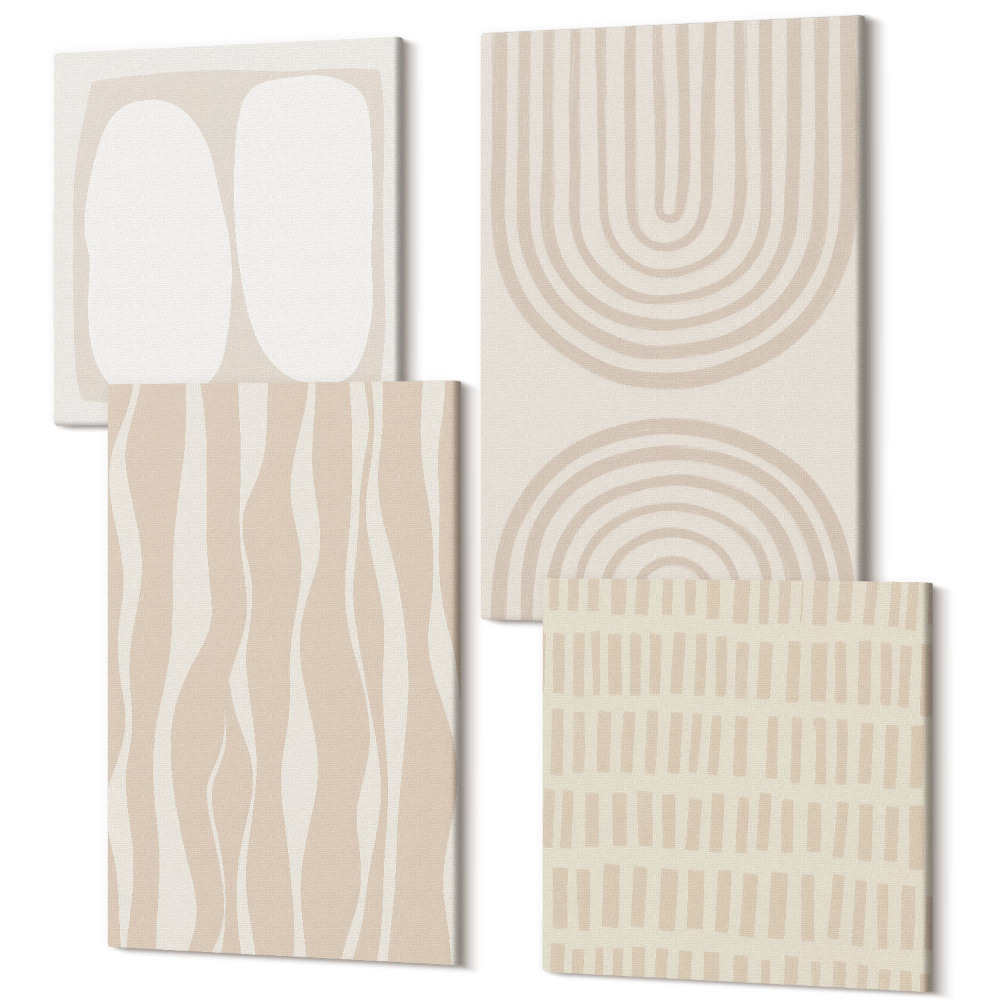 Tablouri canvas set 4 piese Modele abstracte forme neregulate boho