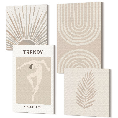 Tablou 4 piese Afișe pastel, abstracții boho la modă