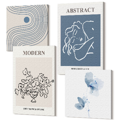 Tablouri multicanvas 4 piese Afișe cu linii de flori și forme abstracte