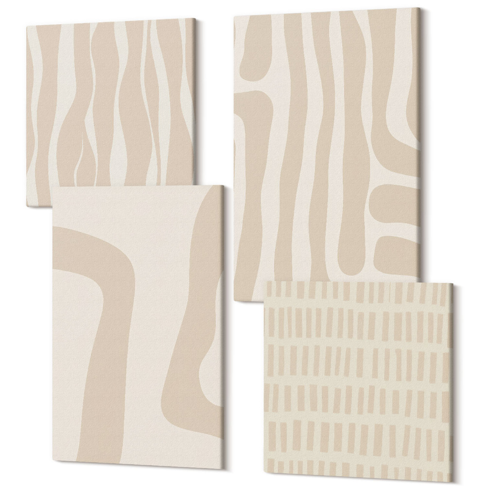 Tablou 4 piese Modele abstracte, forme minimaliste, stil boho