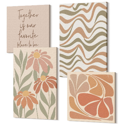 Tablouri canvas set 4 piese Flori pastelate și modele abstracte