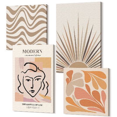 Tablouri canvas set 4 piese Sun boho pastel forme abstracte poster