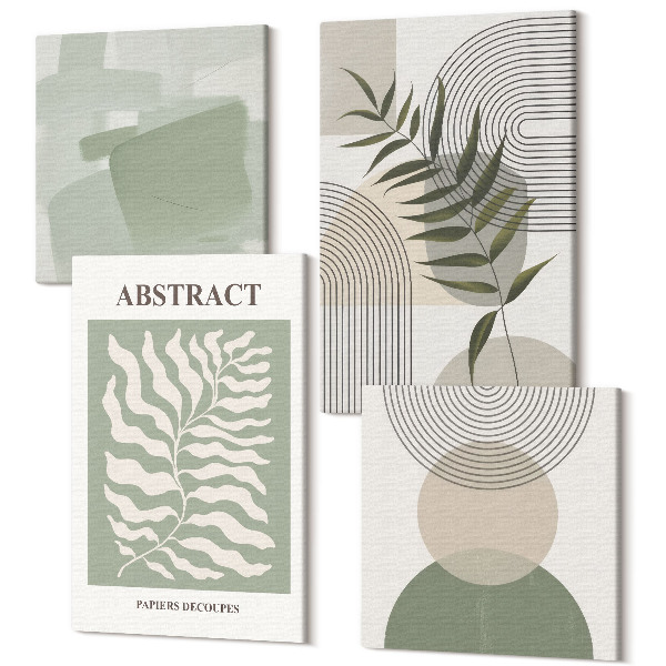 Tablou 4 piese Rezumate botanice stil boho rustic