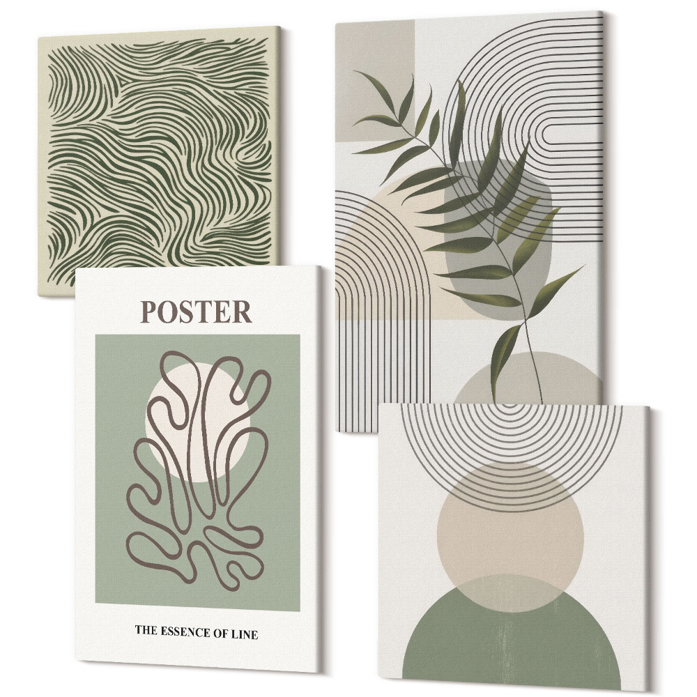 Tablouri canvas set 4 piese Poster cu modele botanice abstracte geometrice